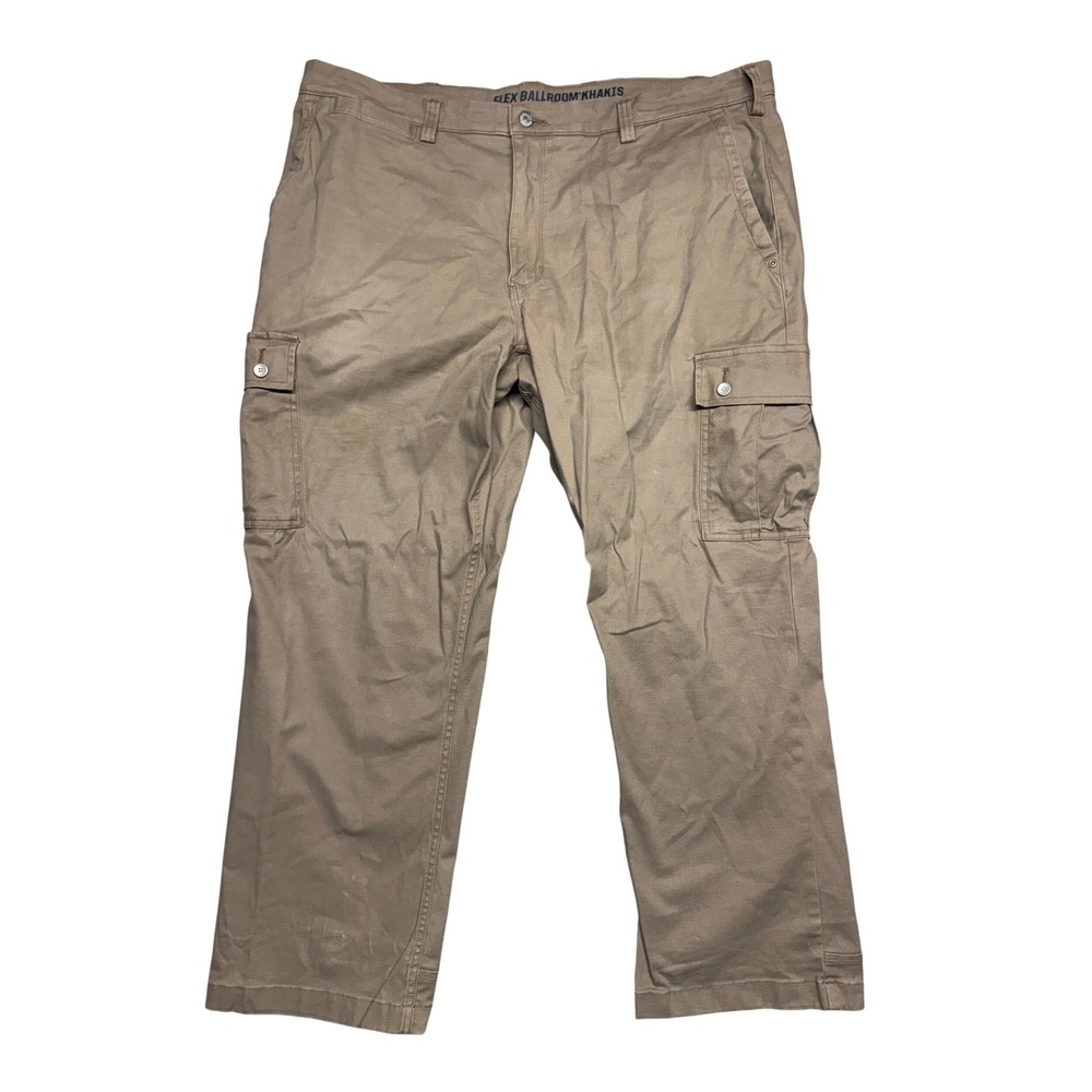 Duluth Trading Co Flex Ballroom Khakis Relaxed Fit Cargo Pants Tan 42x30 Mens